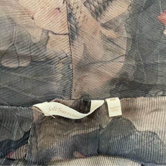 Soft Surroundings Tea Garden Asymmetrical Topper Floral Cardigan Sz PM - Picture 8 of 12